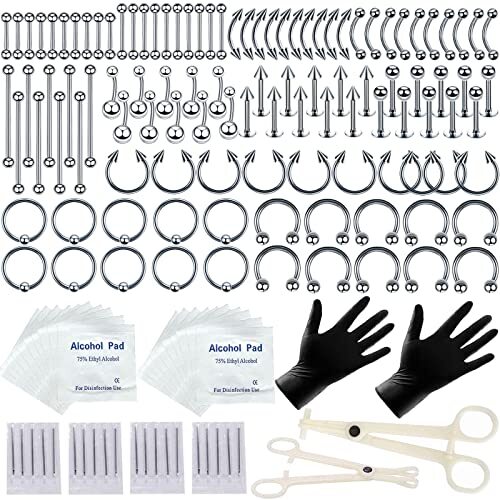 Kit piercing acciaio inox - piercing,